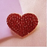 XSB208 - Red Gemstone Heart Saree Brooch